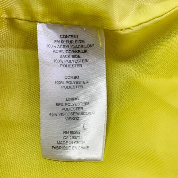 TIBI Size M Yellow Acrylic Textured Faux Fur Zip Up Oversized Bomber Jacket - Picture 8 of 9